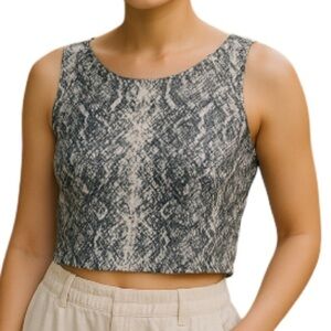 Abercrombie & Fitch NWT Satin Snakeskin Print Crop Low Back Sleeveless Top XL